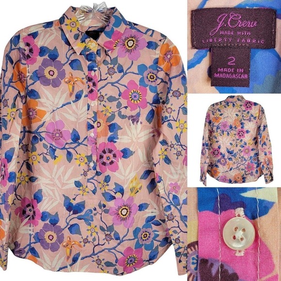 J. Crew Tops - J. Crew x Liberty London Pavilion Print Floral Shirt - Size 2 - 100% Cotton